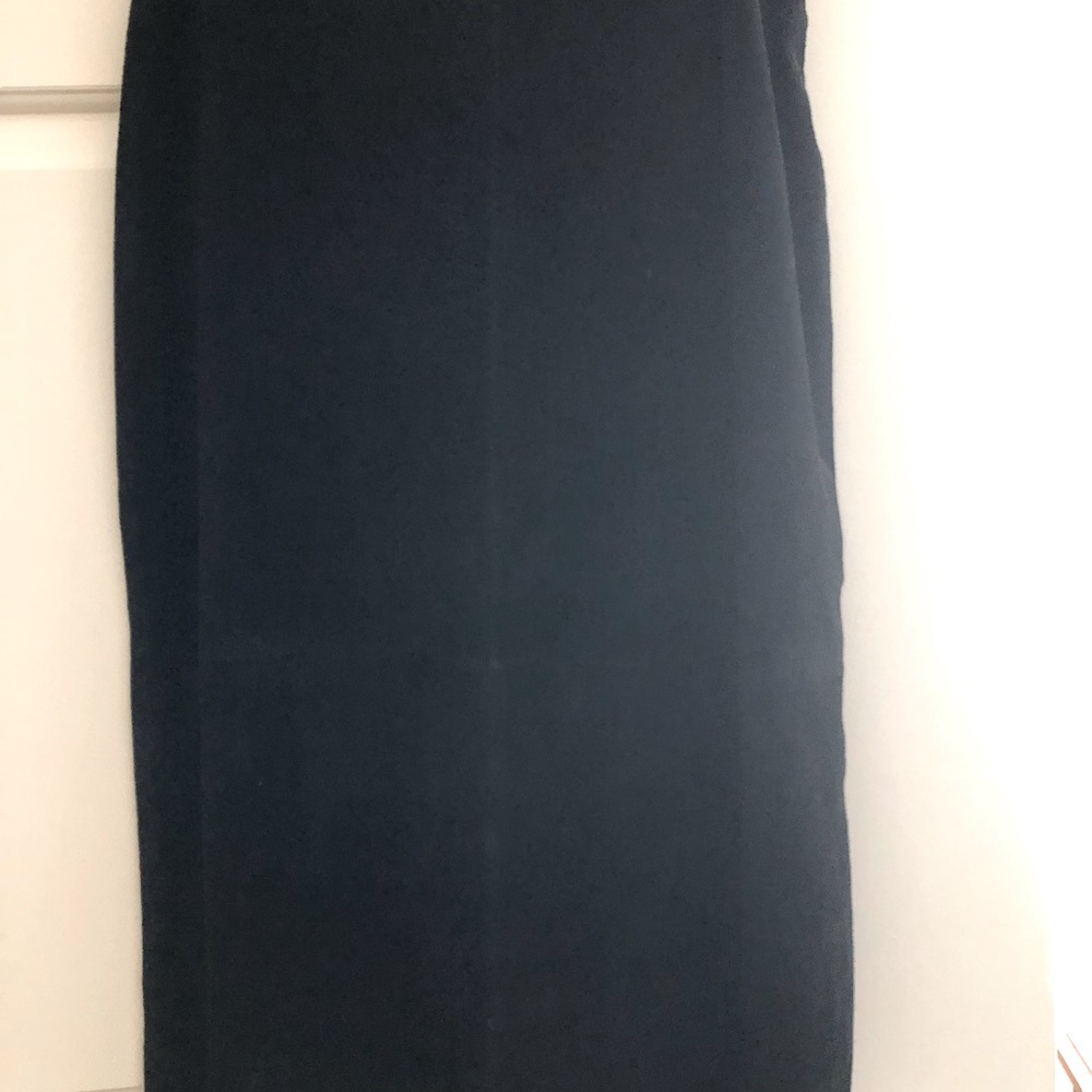 Midi length black suede skirt